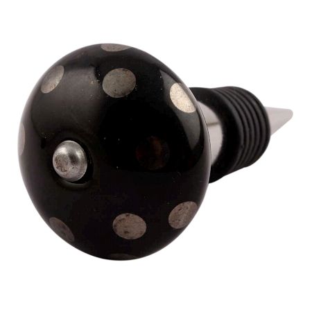 Silver Dot Ceramic Wine Stopper